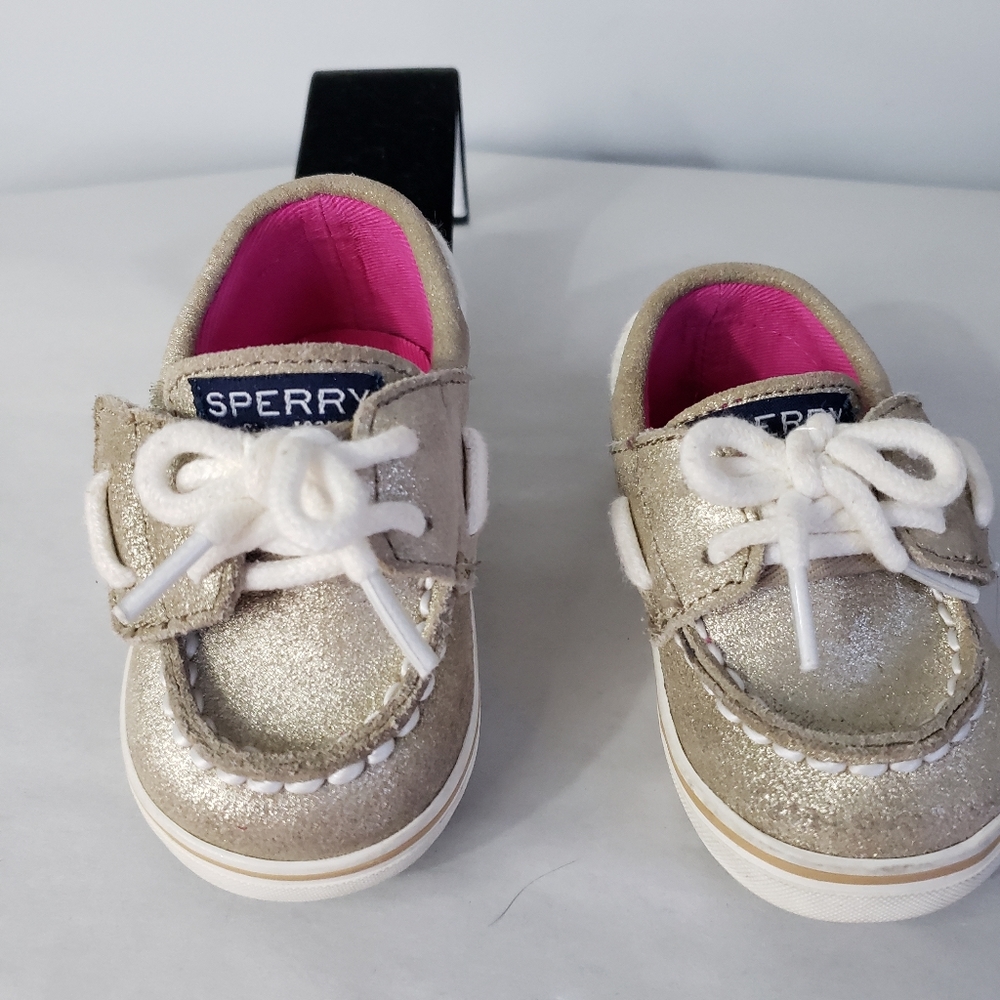 Sperry Toddler Glitter Boat Shoes with Pink Lining